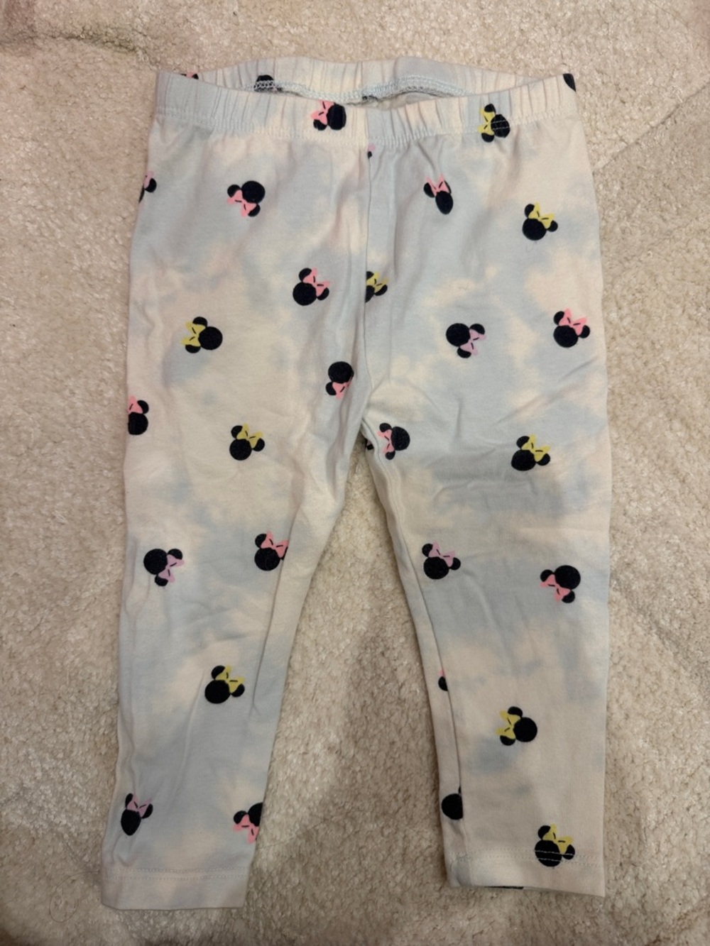 GAP White Leggings with Black Minnie Heads and Pink & Yellow Bows